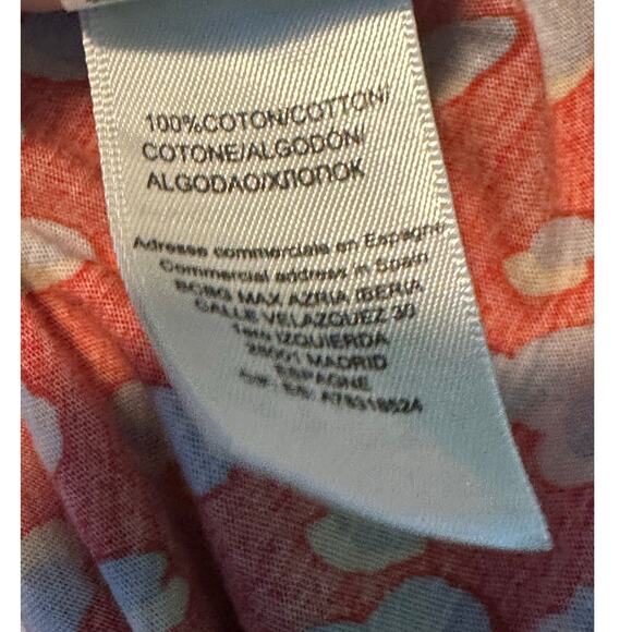 Manoukian red blue print short puff sleeves top size Medium - Picture 5 of 9